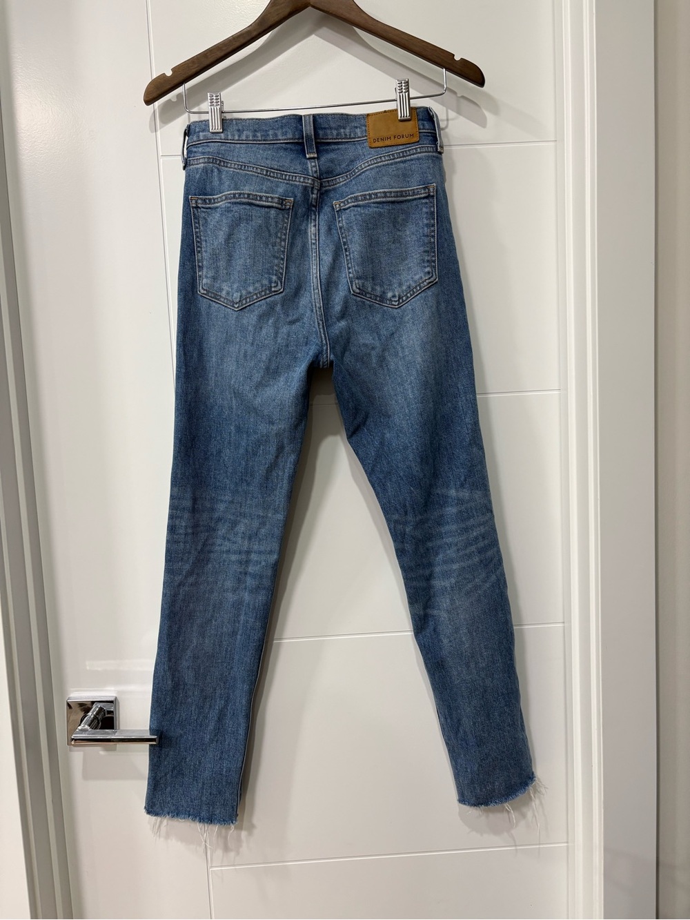 Denim Forum Light Blue Slim Straight Jeans with Frayed Hem - Picture 4 of 4